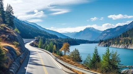 Fototapeta premium Mountains lake highway with beautiful views