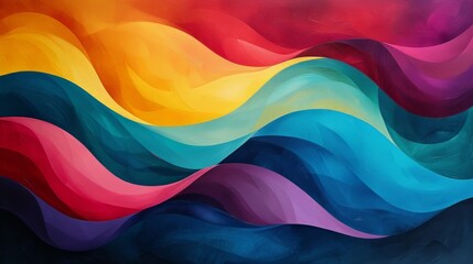 A Painting of a Colorful Wave of Colors
