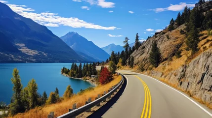 Fototapeten Mountains lake highway with beautiful views © Damian Sobczyk