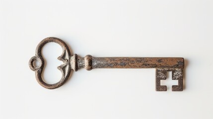 Old Key Hanging on White Wall