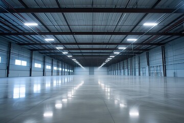 Bright Tech Nexus: Expansive and Well-Lit Warehouse Hosting a State-of-the-Art Storage Hub, Tailored for Advanced Equipment