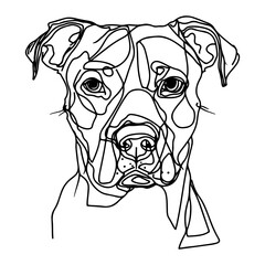 Messy line drawing of a American pit bull dog's face