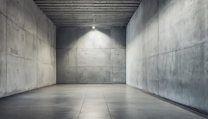 Empty wall. Rough concrete wall and floor with lights / empty space for your design.