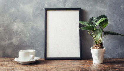 Empty framed canvas for mockups and art illustrations