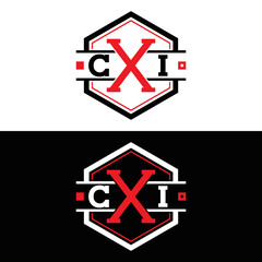 Obraz premium CXI logo. CXI set , C X I design. White CXI letter. CXI, C X I letter logo design. Initial letter CXI letter logo set, linked circle uppercase monogram logo. C X I letter logo vector design.