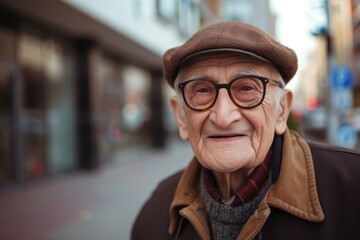 Old Man Wearing Glasses and Hat
