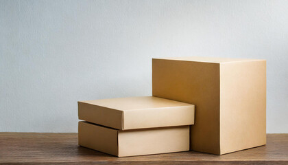 empty podium or pedestal display on white background with box stand concept blank product shelf standing backdrop