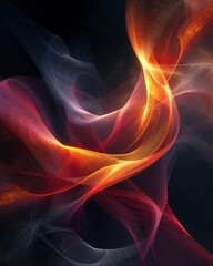 Vibrant Red and Yellow Swirl on Black Background