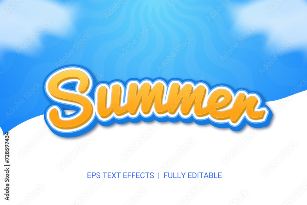 Fototapete Summer font style editable text effect vector
