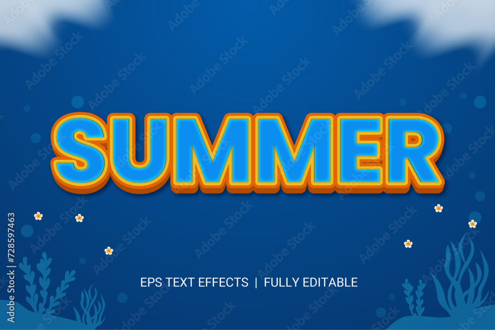 Fototapete summer font style editable text effect vector