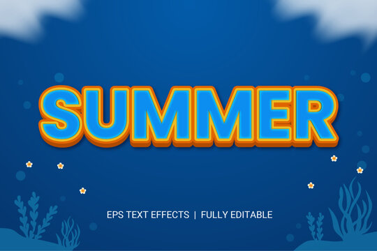 Summer font style editable text effect vector