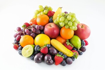 Fototapeta na wymiar Assorted Fruits Piled on a White Background