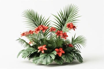 Potted Plant With Red Flowers and Green Leaves