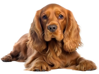 Friendly Cocker Spaniel, isolated on a transparent or white background