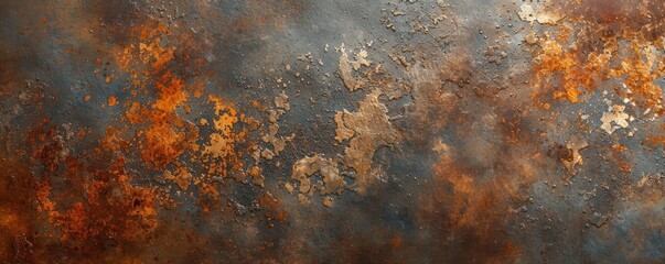 texture of rusty surface, red corrosion on gray metal - obrazy, fototapety, plakaty