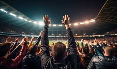 Fototapeta na wymiar Rapture in the Stands: Football Supporters' Joyous Gestures
