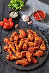 spicy crispy grilled chicken wings, top view