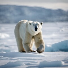 Powerful polar bear traversing icy Arctic landscapes