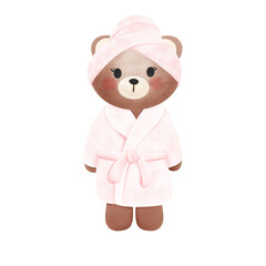 Teddy bear with bathrobe