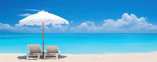 panoramic coastal paradise with white beach, sea waves, palm trees