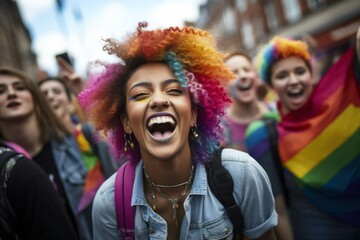 young people marching for LGBTQ rights at pride parade