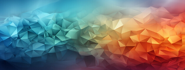 Wide background banner of colorful abstract geometric 3D shapes composition - obrazy, fototapety, plakaty