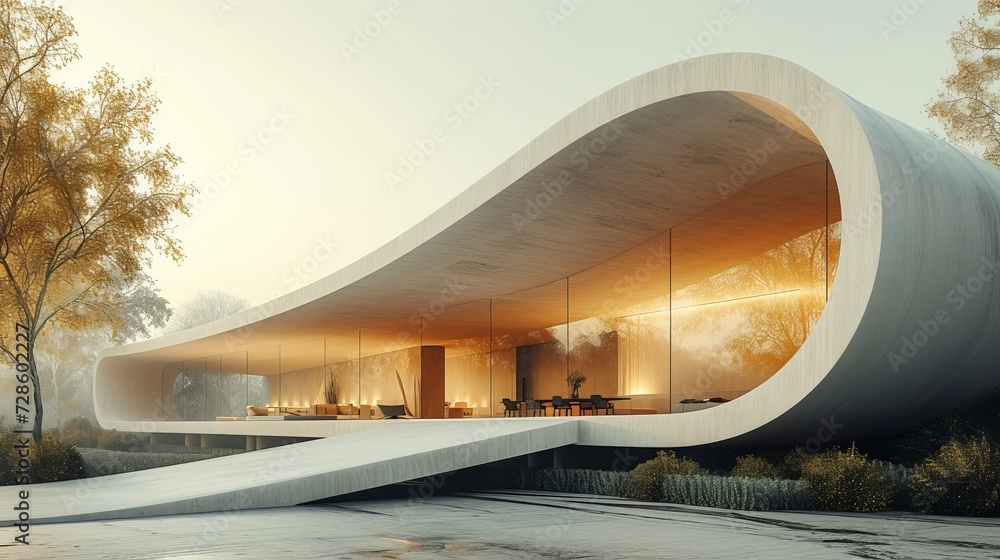 Poster this 3d rendering shows an architecture tunnel on an empty asphalt road, located on the highway.