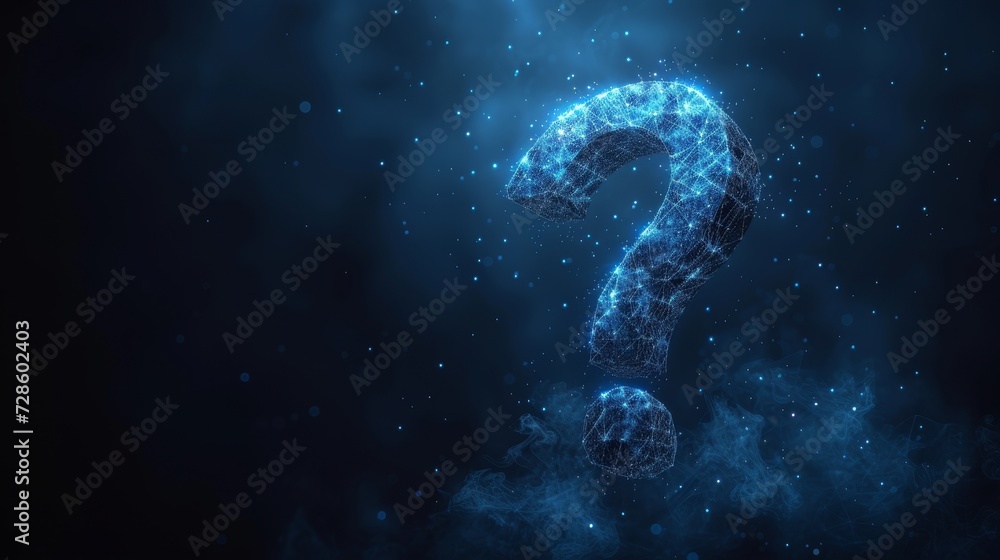 Poster a low poly wireframe mesh with stars and dots on a dark blue background. crumbled edge. request, hel