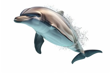Cute dolphin jumping isolated on white background. Generative AI