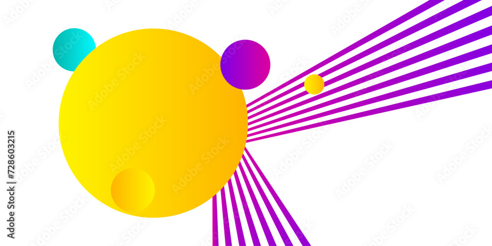 Poster colorful spheres and lines background with empty text space. modern poster background