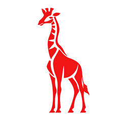 Red Giraffe Isolated on Transparent or White Background, PNG