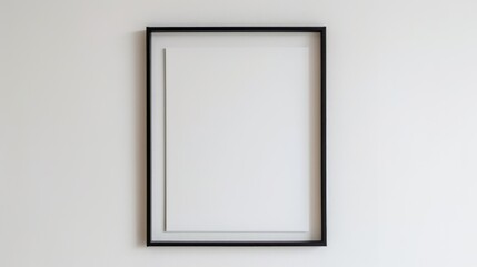A White Wall With a Black Frame Hanging on It