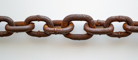 Close Up of Metal Chain on White Background