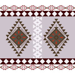 Embroidered cross-stitch ethnic fabric Geometric ornament ethnic pattern design. Use for fabric, textile, interior decoration elements, upholstery, and wrapping.