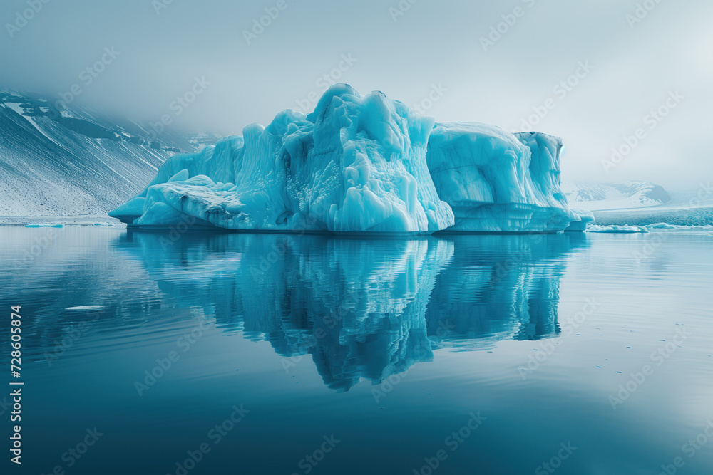 Poster glacier lagoon in iceland. background image. created with generative ai technology