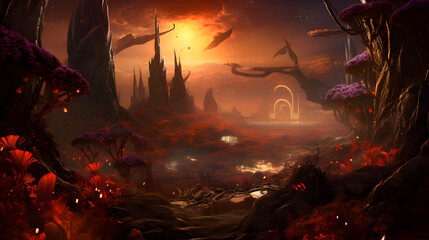 fire in the forest dangerous scene Photo,,
Otherworldly vistas exotic organisms enigmatic biospheres 