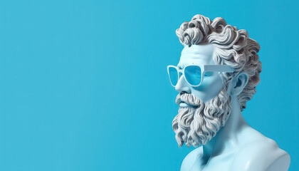 Antique Statue of Man with Beard and Glasses