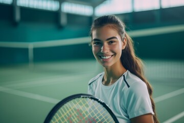 Woman Holding Tennis Racquet on Tennis Court