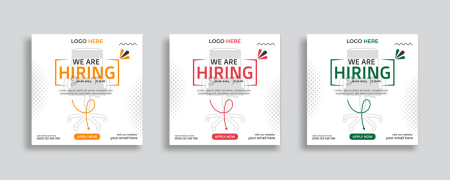 We are hiring job vacancy social media post or square web banner template vector design	