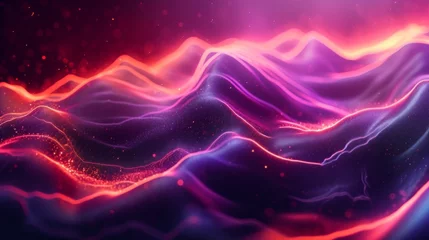 Behangcirkel A Painting of a Purple and Pink Mountain Range © Yana