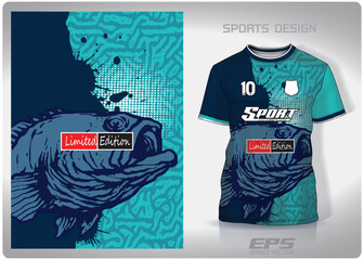 Vector sports shirt background image.fish green and teal blue pattern design, illustration, textile background for sports t-shirt, football jersey shirt.eps