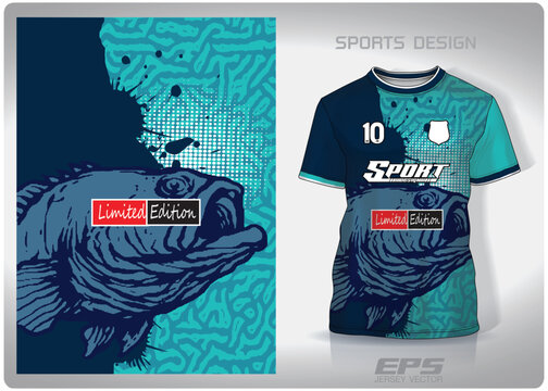 Vector sports shirt background image.fish green and teal blue pattern design, illustration, textile background for sports t-shirt, football jersey shirt.eps