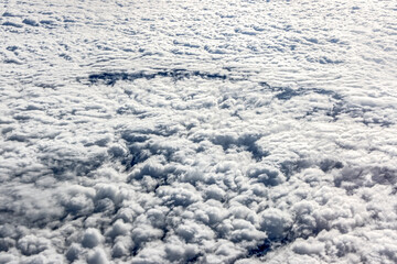 Clouds seen from above from a flying plane
