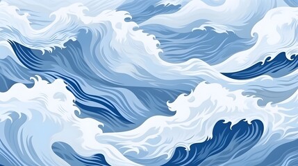 Fototapeta na wymiar Seamless pattern background of beautiful blue ocean waves