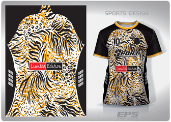 Vector sports shirt background image.Tiger leopard cheetah pattern design, illustration, textile background for sports t-shirt, football jersey shirt.eps