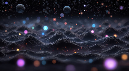 Beautiful abstract black background with particles. AI