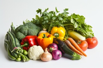 Assorted Vegetables on White Background