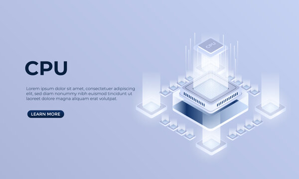 Computer chip isometric vector illustration. Semiconductor microchip or processor. good for the website, banner, and landing page.