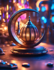 ramadan kareem, ramadan crescent, ramadan lantern, ramadan celebration, colorful lighting