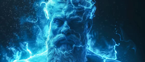 Fotobehang zeus abstract energy blue light glow fractal © Toey Meaong